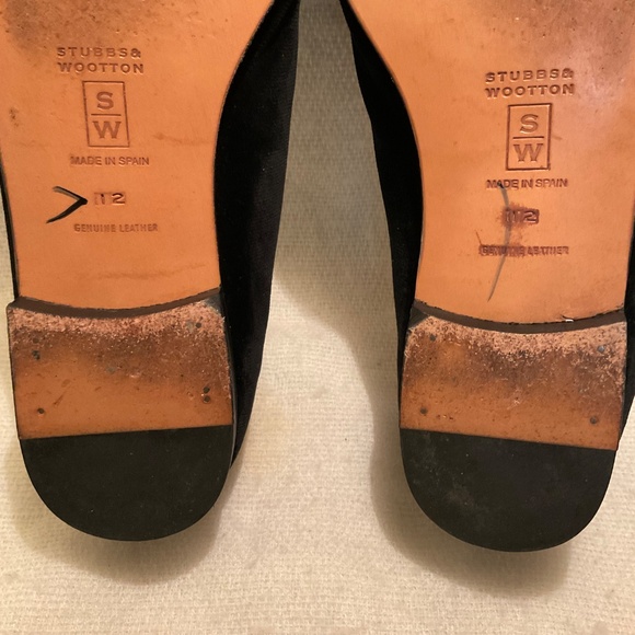 Stubbs Wootton Euro & US Dollar Symbol Men's Black Velvet Slipper Loafer Sz 12 - Picture 12 of 13